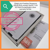 256gb july+freebies Singapore official receipt Sony Xperia 1 VIII 5G Mark 8 snapdragon silver warranty full set