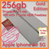 256gb 15 sep gift+$38 freebies only 1 cycle Singapore apple iphone Air 5G gold warranty full set
