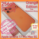 256gb Singapore warranty apple iphone 17 Pro Max 5G orange warranty full set