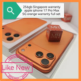 256gb Singapore warranty apple iphone 17 Pro Max 5G orange warranty full set