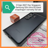512gb 2027 mar Singapore Samsung S26 Ultra 5G black snapdragon warranty full set