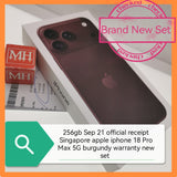 256gb Sep 21 official receipt Singapore iphone 18 Pro Max 5G burgundy warranty new set