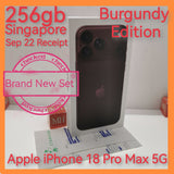 256gb 22 Sep receipt Singapore apple iphone 18 Pro Max 5G burgundy warranty new set