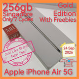 256gb 7 cycles Singapore official apple iphone Air 5G gold with freebies warranty full set