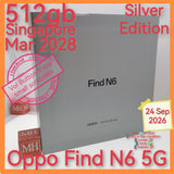 512gb Mar 2028 warranty Singapore Oppo Find N6 5G Fold silver snapdragon hasselblad camera warranty full set