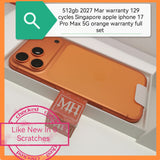 512gb 2027 Mar warranty 129 cycles Singapore apple iphone 17 Pro Max 5G orange warranty full set