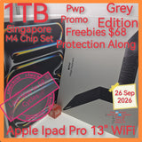 1TB Singapore $68 freebies 59 Cycles apple ipad pro 13 M4 Chip grey wifi optional pwp full set
