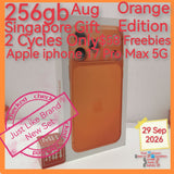 256gb Aug gift $58 freebies 2 cycles Singapore apple iphone 17 Pro Max 5G orange warranty full set