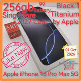 256gb 2027 care+ by apple Singapore iphone 16 Pro Max 5G black titanium warranty full set