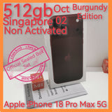 512gb oct 2 receipt Singapore apple iphone 18 Pro Max 5G burgundy warranty new set