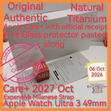 Original Authentic 2027 Oct Care+ with freebies Milanese apple Watch Ultra 3 49mm Cellular natural titanium warranty full set