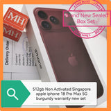 512gb Singapore apple iphone 18 Pro Max 5G burgundy warranty new set