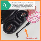 OpenRock Link 20 Open Ear Headset, Detachable Boom Mic, 5-Mic ENC Detachable magnetic boom mic, 5-mic AI ENC, 52H battery and IPX7 earbuds for work calls, meetings, sports and daily use