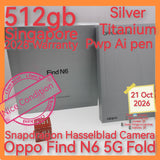 512gb 2028 warranty Singapore Oppo Find N6 5G silver snapdragon hasselblad camera pwp Ai pen warranty full set