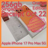 256gb Oct 22 receipt Singapore apple iphone 17 Pro Max 5G orange warranty new set