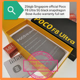 256gb with freebies Singapore Poco F8 Ultra 5G black snapdragon Bose Audio warranty full set