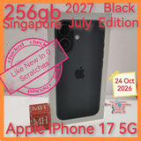 256gb 2027 july Singapore apple iphone 17 5G black warranty full set