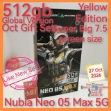 512gb 7.5 screen Oct gift global Nubia Neo 05 Max 5G yellow gaming full set