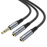 Hoco. UPA21 2-in-1 3.5mm Audio Adapter Braided Cable (male to 2-female) 25cm