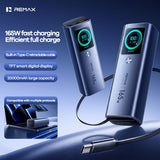 Remax PowerBank - Dinba Series Power Bank PD 165W TFT Digital Display With 65cm Retractable Cable 20000mAh FP-151