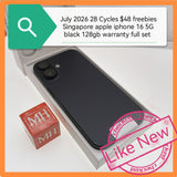 2026 July 28 Cycles $48 freebies Singapore apple iphone 16 5G black 128gb warranty full set