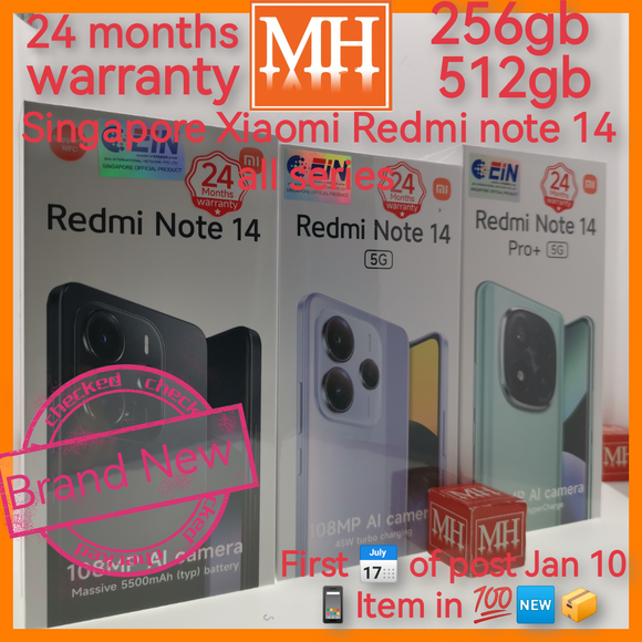 2 years warranty Singapore Xiaomi Redmi note 14 all series new set