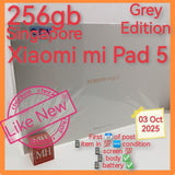 256gb Singapore Xiaomi mi pad 5 grey wifi snapdragon full set