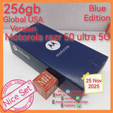 256gb Global USA Motorola Moto razr 50 ultra 5G snapdragon blue foldable set