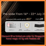 Great discount pre order Singapore honor magic v5 5g 512gb with freebies new set
