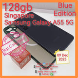 128gb Singapore Samsung Galaxy A55 5G blue with case set