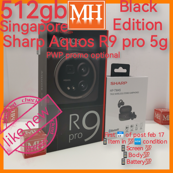 512gb Singapore sharp Aquos R9 pro 5g black camera optional bundle promo warranty full set