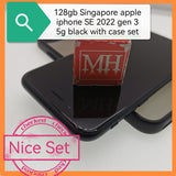 128gb Singapore apple iphone SE 5g 2022 gen 3 black with case set