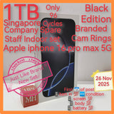 1tb Singapore apple iphone 16 pro max 5g 96 cycles company spare staff black titanium with freebies full set