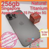 256gb Singapore official apple iphone 15 pro max 5g natural titanium set