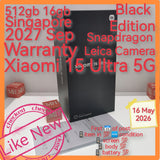 512gb 16gb 2027 warranty Singapore Xiaomi 15 ultra 5G black snapdragon Leica camera warranty full set
