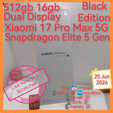 512gb 16gb 2 screen Xiaomi 17 Pro Max 5G black snapdragon GMS playstore full set