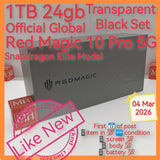 1tb 24gb global version red magic 10 pro 5g snapdragon elite gaming transparent black full set
