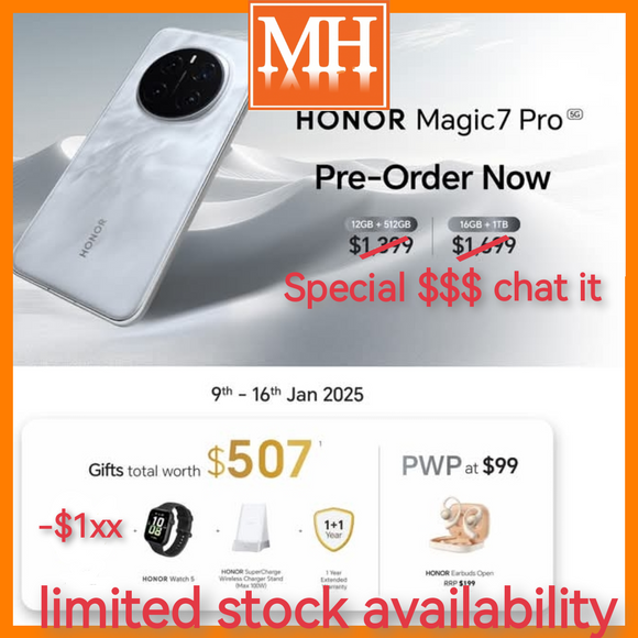 -$1xx limited Singapore honor magic 7 pro with $507 freebies new set