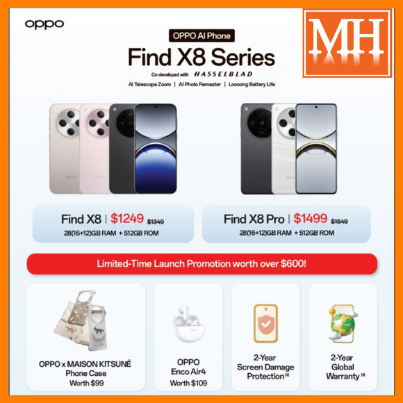 Oppo find X8 pro and X8 Singapore with freebies warranty new set