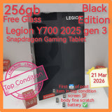 256gb with glass 2025 gen 3 Lenovo legion Y700 snapdragon gaming tablet black full set