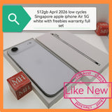 512gb April low cycles Singapore apple iphone Air 5G white with freebies warranty full set