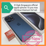 512gb Singapore apple iphone 15 pro max 5G blue titanium full set