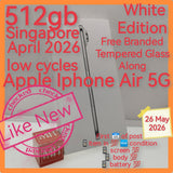 512gb April low cycles Singapore apple iphone Air 5G white with freebies warranty full set