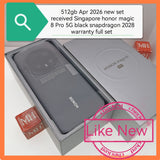 512gb April new received Singapore honor magic 8 pro 5G snapdragon black 2028 warranty full set