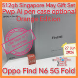 512gb May received Singapore oppo find n6 5g fold snapdragon orange optional ai pen case warranty full set