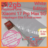 512gb dual screen snapdragon Xiaomi 17 pro max 5g white support google playstore gms full set