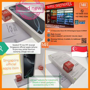 19 nov M1 receipt Singapore official apple iphone 16 pro max white titanium 256gb warranty new set