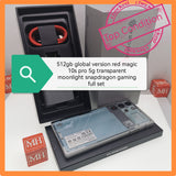 512gb 16gb global version red magic 10s pro 5g snapdragon gaming transparent moonlight full set