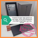 Freebies+512gb global set red magic 10 pro 5g transparent moonlight snapdragon gaming full set