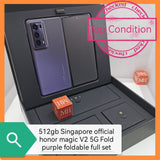 512gb Singapore official honor magic V2 5G Fold purple foldable full set